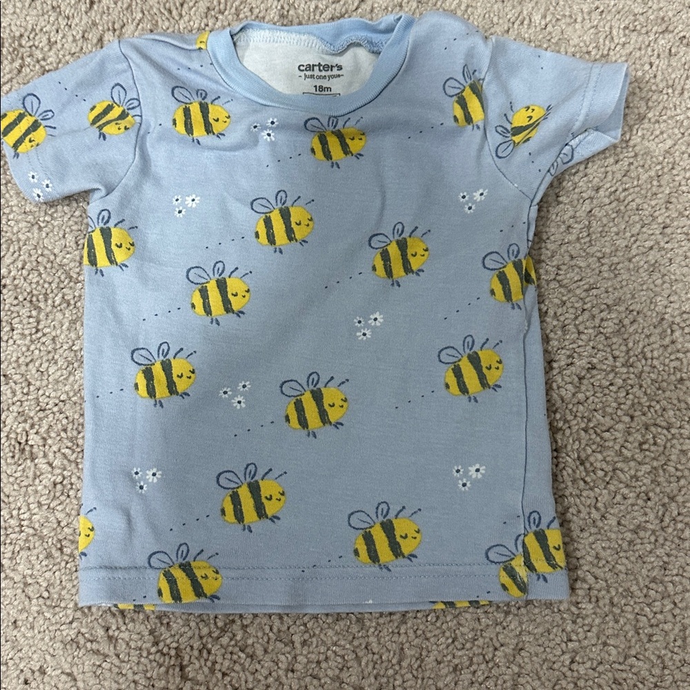 Carter's Light Blue Bee Pattern Baby Tee